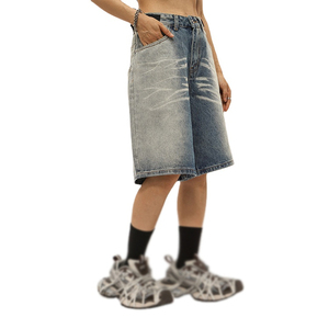 <b>High</b> <b>Waist</b> Distressed Denim <b>Shorts</b> Straight Leg Casual Summer Wear Baggy <b>Jean</b> <b>Shorts</b> With Pockets Cotton Fabric Denim <b>Shorts</b> - Product Image 3