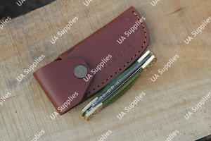 มีดพับเหล็กดามัสกัสเกรดอุตสาหกรรม ด้ามไม้ปักก้าสลักลายทองเหลือง ปลายมีดแบบดรอปพอยต์ รับผลิตแบบ OEM/ODM สำหรับพกพาใช้งานทุกวัน - Product Image 6