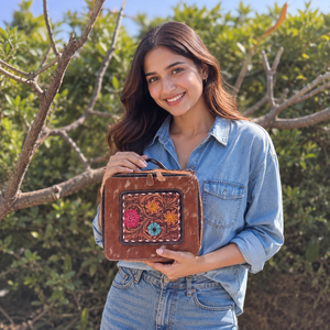 Latest Arrival Hand Tooled Leather Big Size Jewelry Storage Box Organizer Cowhide Travel Case Necklace Ring Earrings Box - Product Image 3