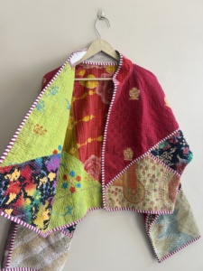Indian Handmade <b>Patchwork</b> Quilted Boho <b>Jacket</b> Women Cotton Coat Vintage Kantha <b>Jacket</b> Reversible Overcoat Short <b>Jacket</b> - Product Image 6
