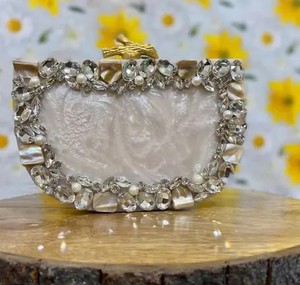 Handcrafted Storage <b>Bag</b> <b>Clutch</b> <b>Bag</b> Marbled Rhinestones Embellished MOP Inlay Acrylic Evening Purse Bridal Wedding Party Handbag - Product Image 4