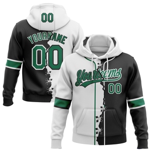 Sweat-shirt à capuche de baseball personnalisé OMMIZ INDUSTRY, motif déchiré noir-vert-blanc, vente en gros - Product Image 1