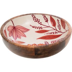 Bol de service en bois émaillé fait main pour salade, décoratif et imprimé, pour cuisine et table - Product Image 1