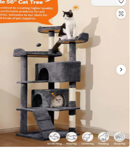 Árbol para Gatos Ecológico, Fabricado en EE. UU., para Interiores/Exteriores, con Múltiples Niveles, 2 Centros de Juego, Poste Rascador, Color Gris Moderno - Product Image 3