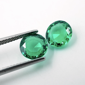 Émeraudes synthétiques colombiennes de laboratoire en gros, taille brillant rond, 4-8 mm, pour la fabrication de bijoux - Product Image 2