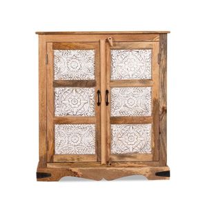 Mueble de Almacenamiento de Madera Maciza Hecho a Mano, Gran Capacidad, Puertas Talladas, para Sala de Estar o Dormitorio, Mueble Lateral de Madera Independiente - Product Image 1