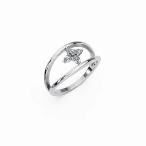 แหวนเพชรเพาะเลี้ยง Starlight Bloom ของฟาบิโอลา ทองคำขาว 18K 5 เม็ด สำหรับผู้หญิง สินค้าหรูหรา ขายส่งเพื่อการส่งออก - Product Image 4