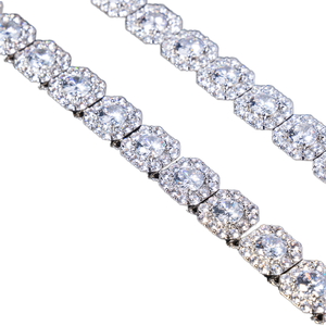 Luxury Halo Round Moissanite Diamond Tennis <b>Chain</b> <b>Iced</b> <b>Out</b> VVS Hip Hop Necklace Unisex Statement Jewelry Premium - Product Image 2