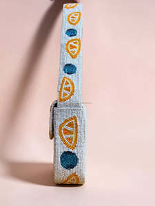 Sac à bandoulière bohème perlé motif agrumes, brodé de perles de rocaille, pochette de soirée géométrique, sac à main de fête avec fermeture éclair - Product Image 4