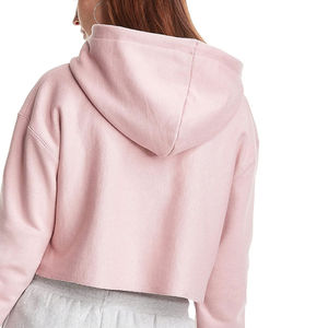 Hoodie court personnalisé en molleton de coton respirant à manches longues pour femme, couleur unie - Product Image 4