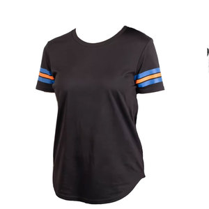 T-shirt décontracté noir pour femme, coupe classique, col rond, manches courtes, respirant, avec logo imprimé numérique, en jersey délavé 220g, collection Printemps - Product Image 2