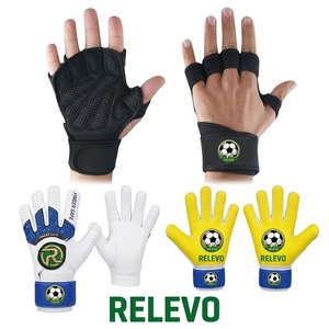 Guantes de Portero de Fútbol Unisex Ajustables Antideslizantes con Cierre de Velcro de Cuero RELEVO INDUSTRIES, Protección para los Dedos, Engrosados - Product Image 1