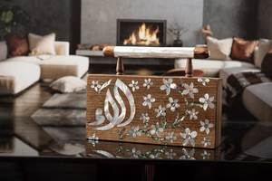 NEHA ENTERPRISES Luxury Handmade Modern Wood Clutch <b>Bag</b> with Mother of Pearl Inlay and Gold Accent Top Personalization - Product Image 2