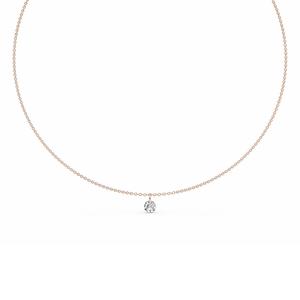 Collier pendentif solitaire flottant en diamant de laboratoire taillé rond, bijoux fins, 18 pouces - Product Image 2