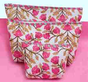 Wholesale Portable Foldable Quilted Cotton Cosmetic Bag Set Floral <b>Makeup</b> Pouch Travel Toiletry Organizer Zipper Bathroom - Product Image 1