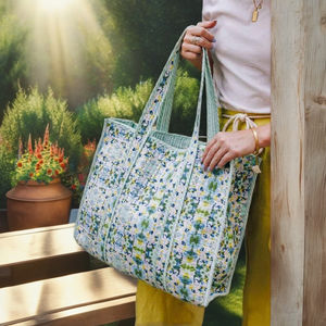 Cotton floral Block Print shoulder bag Tote Bag Women Eco-Friendly Reusable Shopping Travel Beach multiple Utility handmade bag - Product Image 4