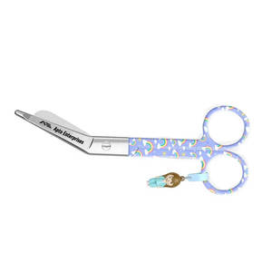 Tijeras de enfermería manuales de acero inoxidable con diseño de pico de pato y arcoíris sobre fondo morado para cortes rápidos de vendajes, uso hospitalario - Product Image 6