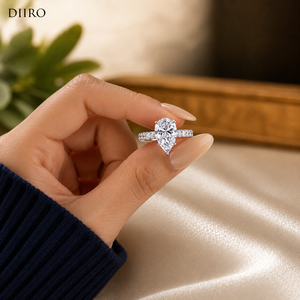 Pear Cut <b>Moissanite</b> Engagement Ring 18K White Gold Plated Prong Setting Classic Women's Wedding Band <b>Jewelry</b> - Product Image 6