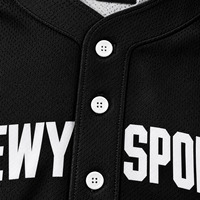 Maillot de baseball SINEWY SPORTS pour homme, manches courtes, noir, en mesh, imprimé par sublimation, boutons sur le devant, unisexe adulte, anti-transpiration