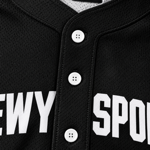 Maillot de baseball SINEWY SPORTS pour homme, manches courtes, noir, en mesh, imprimé par sublimation, boutons sur le devant, unisexe adulte, anti-transpiration - Product Image 5