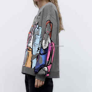 2022 otoño moda Y2k ropa bordada sudaderas con capucha Vintage manga larga Casual mujer pulóveres Tops - Product Image 2