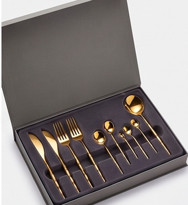 <b>Golden</b> Polished Metal Flatware <b>Set</b> Modern Luxury Design High Mirror Finish Dishwasher Safe Wedding Tableware - Product Image 6