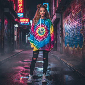 Sweat-shirt à capuche court surdimensionné pour femme avec logo personnalisé, couleur unie, manches amples - Product Image 4