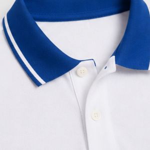 Camiseta Polo Personalizada Blanca y Azul Rey para Hombre, Manga Corta, Uniforme Casual de Golf, Marca Privada, Transpirable, Ropa al por Mayor - Product Image 4