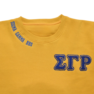 Sweat-shirt en chenille Sigma Gamma Rho doré pour femme, broderie de lettres grecques, col rond, haut décontracté de qualité supérieure - Product Image 3