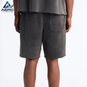 Shorts en molleton de coton légers pour homme, design unique, couleur grise, légers, faciles à porter, nouvelle tendance, coupe confortable avec poche latérale - Product Image 2