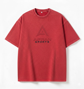 T-shirt Homme Vintage Oversize Lavé AIFRAN 100% Coton Épais Rétro Délavé à l'Acide Écologique Streetwear Vente en Gros - Product Image 5