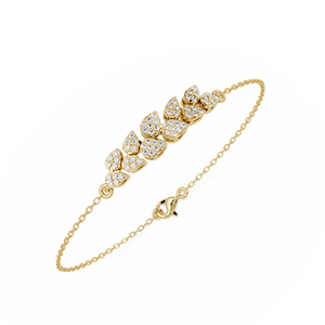 Pulsera de Diamantes Cultivados en Laboratorio con Diseño Floral en Tono Dorado, Hecha a Mano en Plata de Ley 925 para Mujer - Product Image 4
