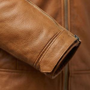 Chaqueta de Cuero Casual para Hombre, Talla Grande, Piel de Oveja, Estilo Slim, para Invierno, Motocicleta, Servicio OEM, Cálida, a la Moda, Tallas Grandes, Nueva - Product Image 6