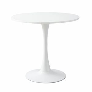 Modern <b>White</b> <b>Round</b> Tulip <b>Dining</b> <b>Table</b> MDF Top with Steel Base for Mid Century Coffee or Living Room Use - Product Image 2