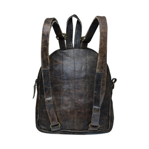 Brown Leather Quilted Daypack with Studs Zipper Closure Top Handle Unisex Casual Use Women Fashion <b>Mini</b> <b>Backpack</b> - Product Image 3