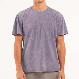 Camiseta de Algodón de Cuello Redondo Ajustada de Alta Calidad, Logotipo y Etiqueta Personalizados, Camisetas de Manga Corta para Hombre, Transpirables, para Gimnasio, con Efecto Desgastado por el Sol - Product Image 1