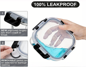 Recipiente de Vidrio para Almacenamiento de Alimentos, Apto para <span class=keywords><strong>Microondas</strong></span>, de Vidrio Borosilicato, Libre de BPA, para Preparación de Comidas - Product Image 4