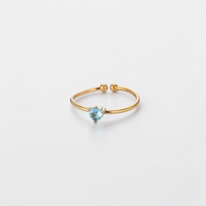 Dainty Aquamarine <b>Quartz</b> Heart <b>Ring</b> | Tiny Gold Plated Handmade Stackable <b>Ring</b> - Product Image 1