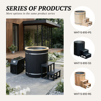 Bañera de Inmersión Fría Contemporánea de WPC Negro con Revestimiento de Acero Inoxidable 304 para Jardín o Patio Trasero, Ideal para Relajación y Descanso de Lujo