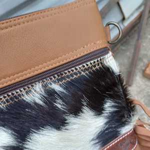 Bolso de Lona Bohemio de Cuero Genuino con Estampado Animal, el Más Vendido, con Cierre de Cremallera, Correa Única, Concho Grabado y Flecos, Tamaño Personalizado - Product Image 3