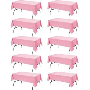 10 Pack 60 X 84 Inches Rectangle Polyester <b>Tablecloths</b> Pink Stain Resistant and Washable for 4 Foot Tables - Product Image 1