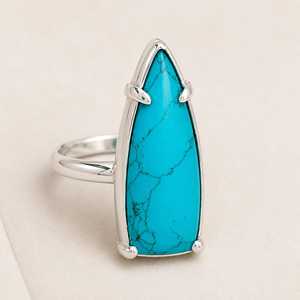 Handmade Sterling <b>Silver</b> Turquoise Ring Natural Gemstone Jewelry Unique Elegant Fashion Wedding Anniversary Gift Unisex Terdrop - Product Image 2