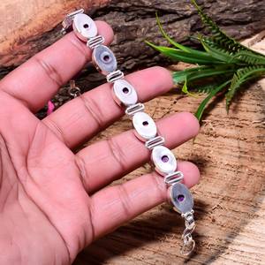 Bracelet en agate violette fait main, bracelet infini en argent, bijou minimaliste en pierre violette, cadeau pour elle - Product Image 2