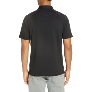 Polo de Manga Corta Negro para Hombre, Tejido de Punto, Secado Rápido, Color Sólido, Diseño con Botones, Corte Regular Informal, Logotipo en la Manga Izquierda - Product Image 2