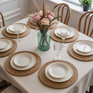 Venta al por Mayor de Platos de Rattan Naturales Tejidos a Mano, Platos Redondos de Paja Sostenible para Decoración de Restaurantes - Product Image 4