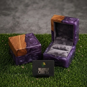 Caja de Anillos de Madera y Resina para Boda, Compromiso, Propuesta de Matrimonio, Recuerdo de Joyería - Product Image 3
