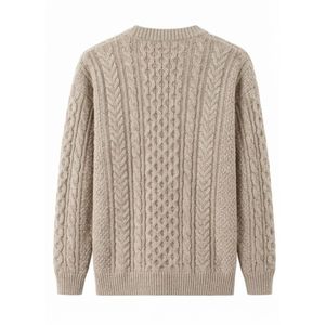 Pulls personnalisés durables à col en V et manches longues, avec cordon tressé, poignets côtelés épais, couleur beige chiné, chauds et chauffants - Product Image 2