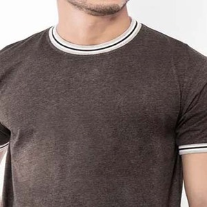 เสื้อยืดคอกลมแขนสั้นผู้ชายผ้าฝ้าย 100% สีทูโทน สกรีนโลโก้ด้านหน้าตามแบบ OEM ระบายอากาศได้ดี แห้งเร็ว เหมาะสำหรับออกกำลังกาย - Product Image 2