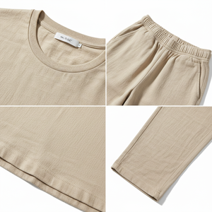 Conjunto de Pantalón y Camiseta de Verano Unisex de Primera Calidad, 100% Algodón Tejido, Liso, Servicio OEM, Colores y Tallas Personalizables - Product Image 3