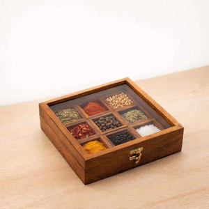 Boîte à épices en bois OEM avec couvercle, fabricant et fournisseur de Masala Dabba - Product Image 1